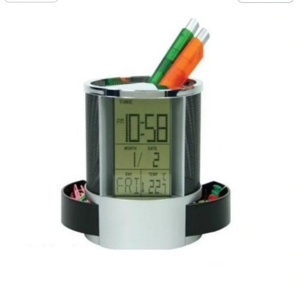 NEW Multifunctional Pen Holder With Digital LCD Alarm Clock Countdown Timer